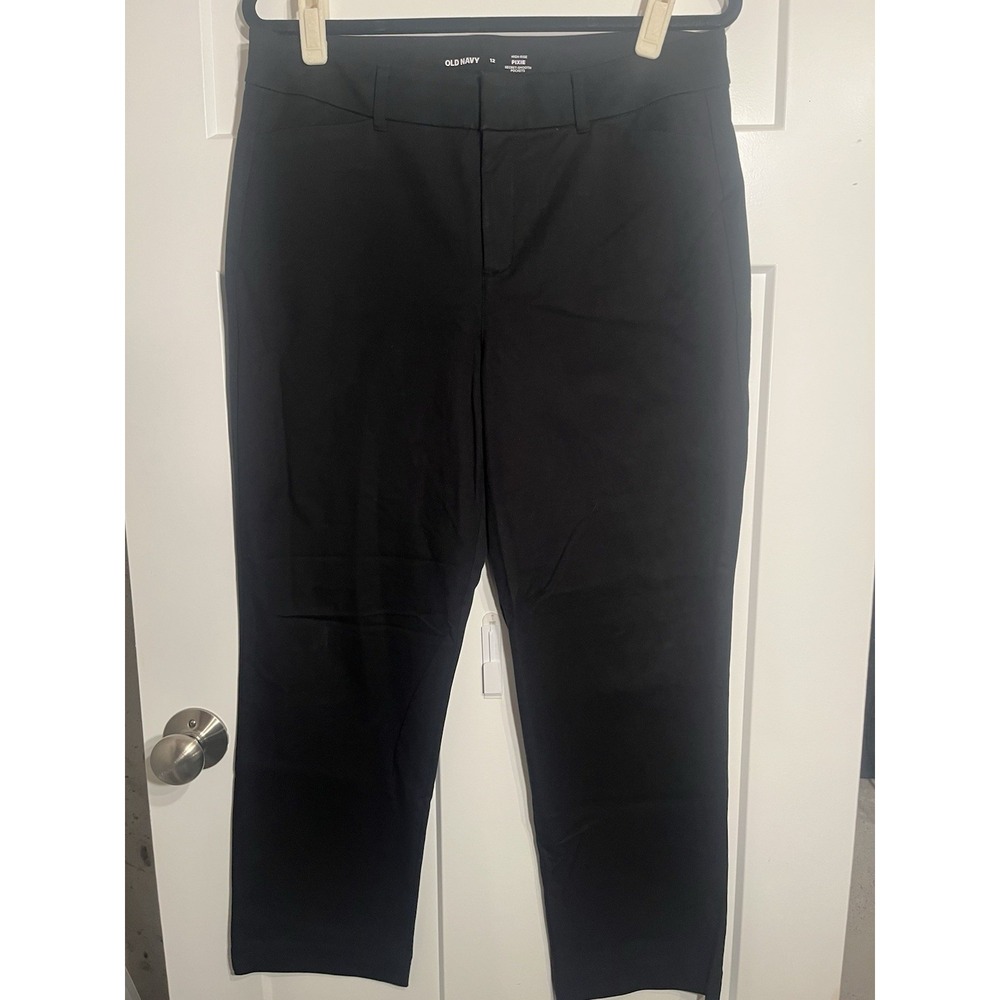 Old Navy Pixie Pants Womens 12 Black High Rise Secret Smooth Pockets Stretch